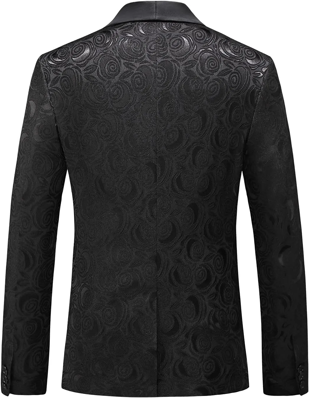MOGU Men’s 3-Piece Slim Fit Suit Set Floral Tuxedo with Shawl Lapel One-Button Blazer Vest Elastic Waist Pants Party Outfit