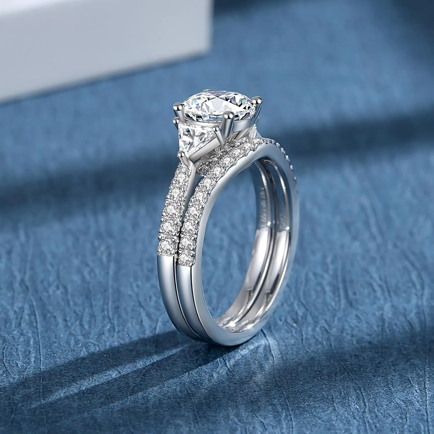 Moissanite Rings for Women Moissanite Bridal Ring Sets Wedding Band D Color VVS1 Round Cut S925 Sterling Silver Engagement Ring Anniversary Wedding Valentines