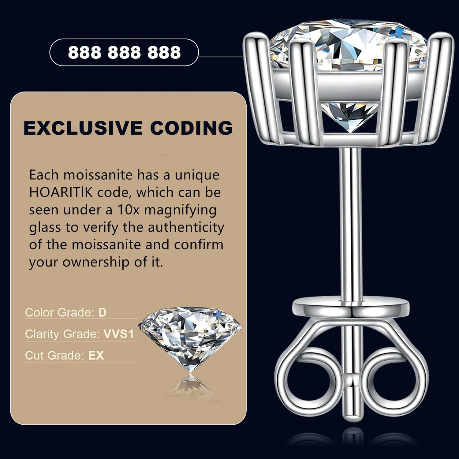 Moissanite Stud Earrings for Women 0.8Ct-4Ct,Jewelry for Her Girlfriend Mom Daughter Wedding Anniversary Romantic Birthday Gift for Wife Christmas Valentine Mothers Day Engagements Present