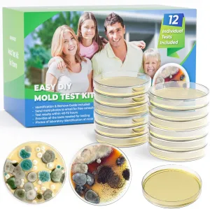 Mold Test Kit for Home - 12 PCS DIY Mold Detector with Detailed Identification Guide, Perfect for Air Quality Tester & Black Mold Testing Kit in HVAC Systems & Home Surfaces
