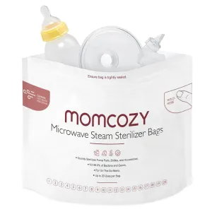 Momcozy Microwave Steam Sterilizer Bags, 15 Count Travel Sterilizer Bags Reusable for Breast Pump Part/Baby Bottle, 20 Uses Per Bag, Breastpump Accessories for Momcozy S9 Pro/S12 Pro/V1/V2
