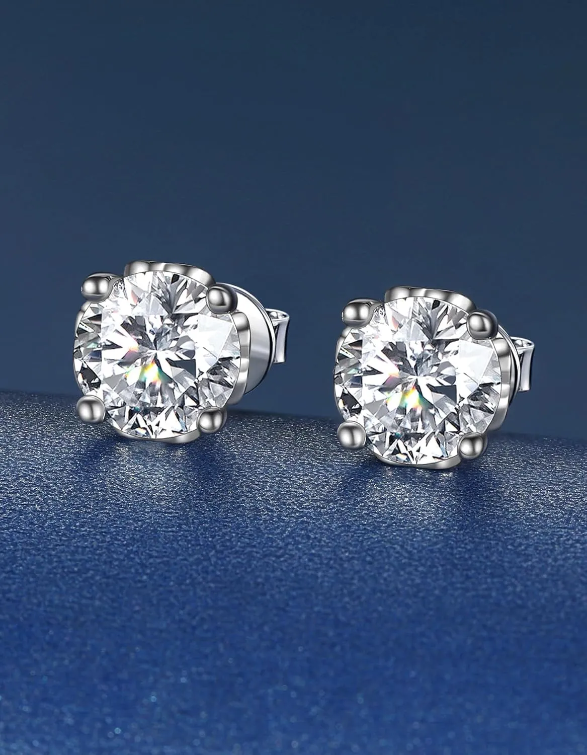 MomentWish Moissanite Earrings, Birthday Gifts for Her, Simulated Diamond Stud Earrings for Women, 925 Sterling Silver Studs Jewelry Gift for Anniversary Christmas