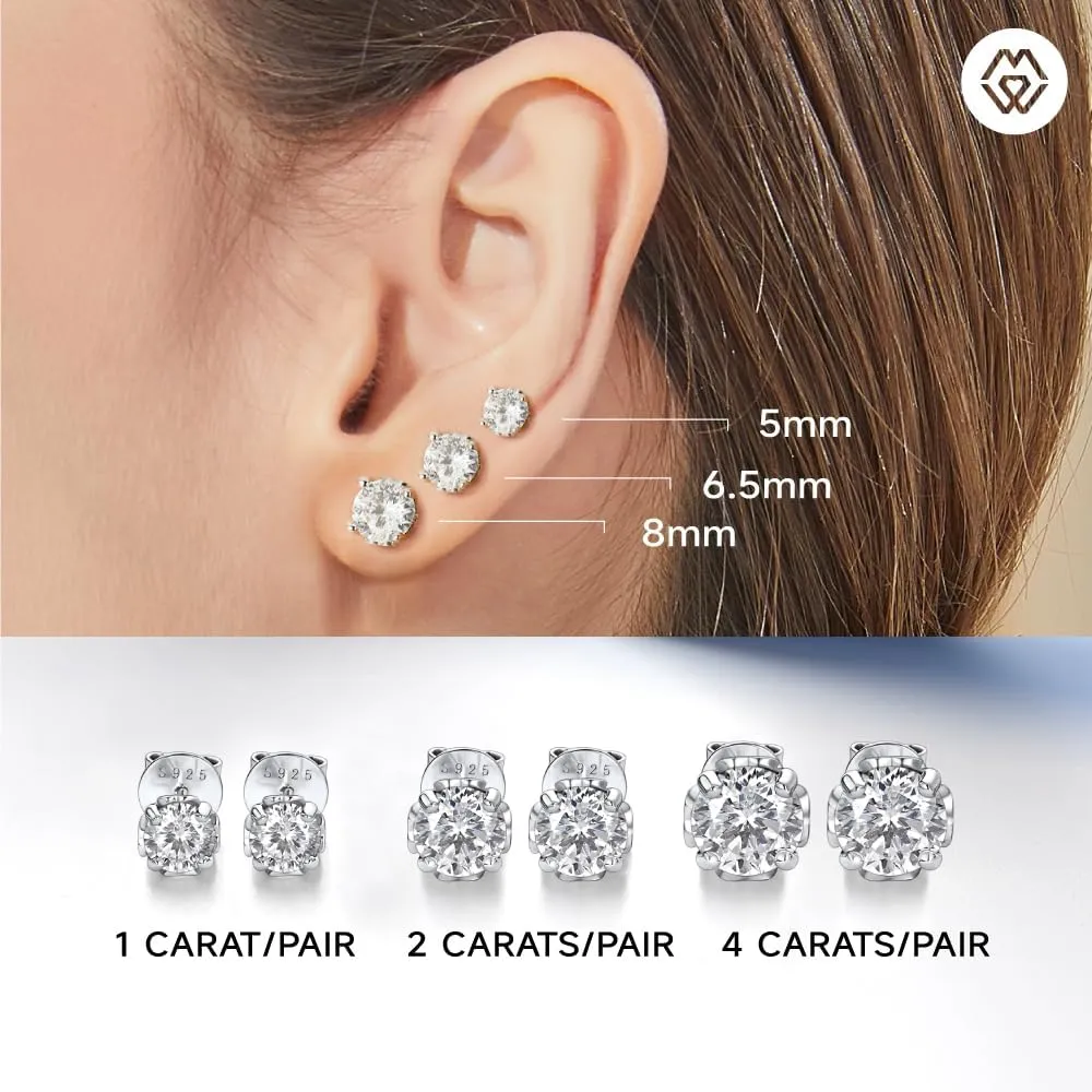 MomentWish Moissanite Earrings, Birthday Gifts for Her, Simulated Diamond Stud Earrings for Women, 925 Sterling Silver Studs Jewelry Gift for Anniversary Christmas