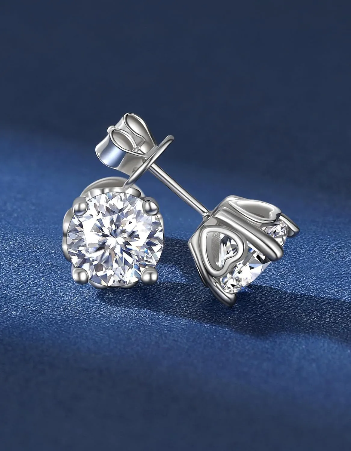 MomentWish Moissanite Earrings, Birthday Gifts for Her, Simulated Diamond Stud Earrings for Women, 925 Sterling Silver Studs Jewelry Gift for Anniversary Christmas