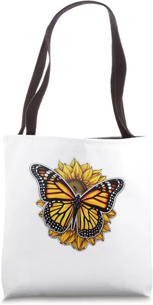 Monarch Butterfly Nectar Sunflower Flower Chic Graphic Tote Bag