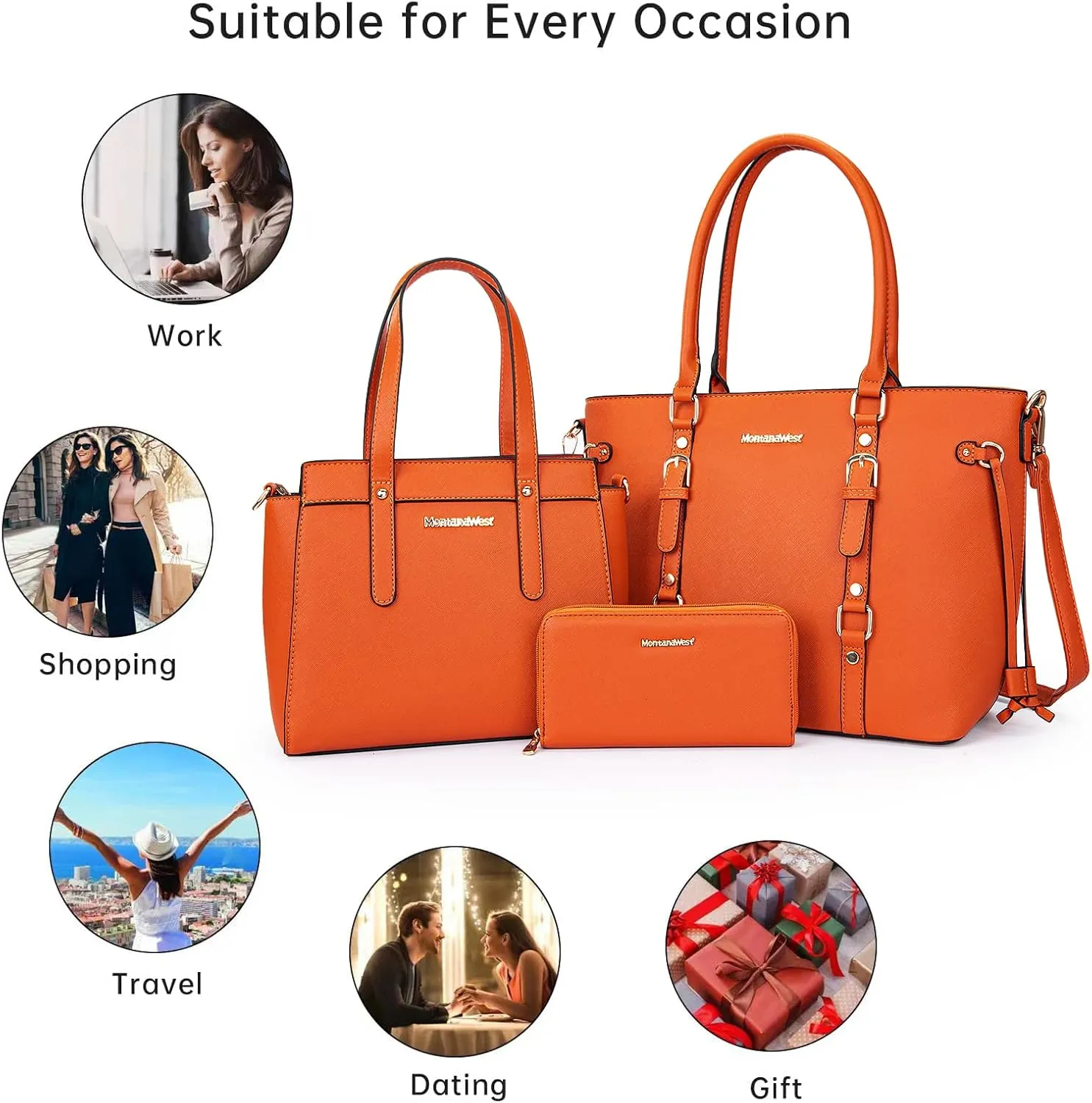 Montana West 3PCS Purses for Women Tote Bag and Wallet Set Shoulder Satchel Handbags