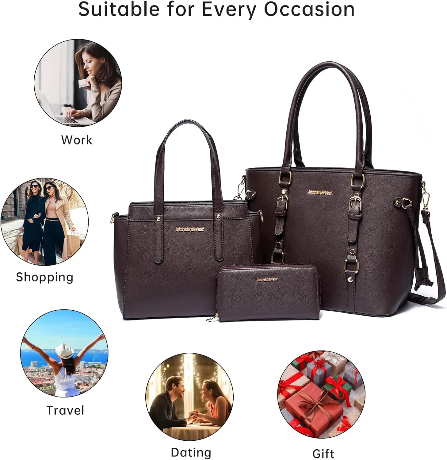 Montana West 3PCS Purses for Women Tote Bag and Wallet Set Shoulder Satchel Handbags
