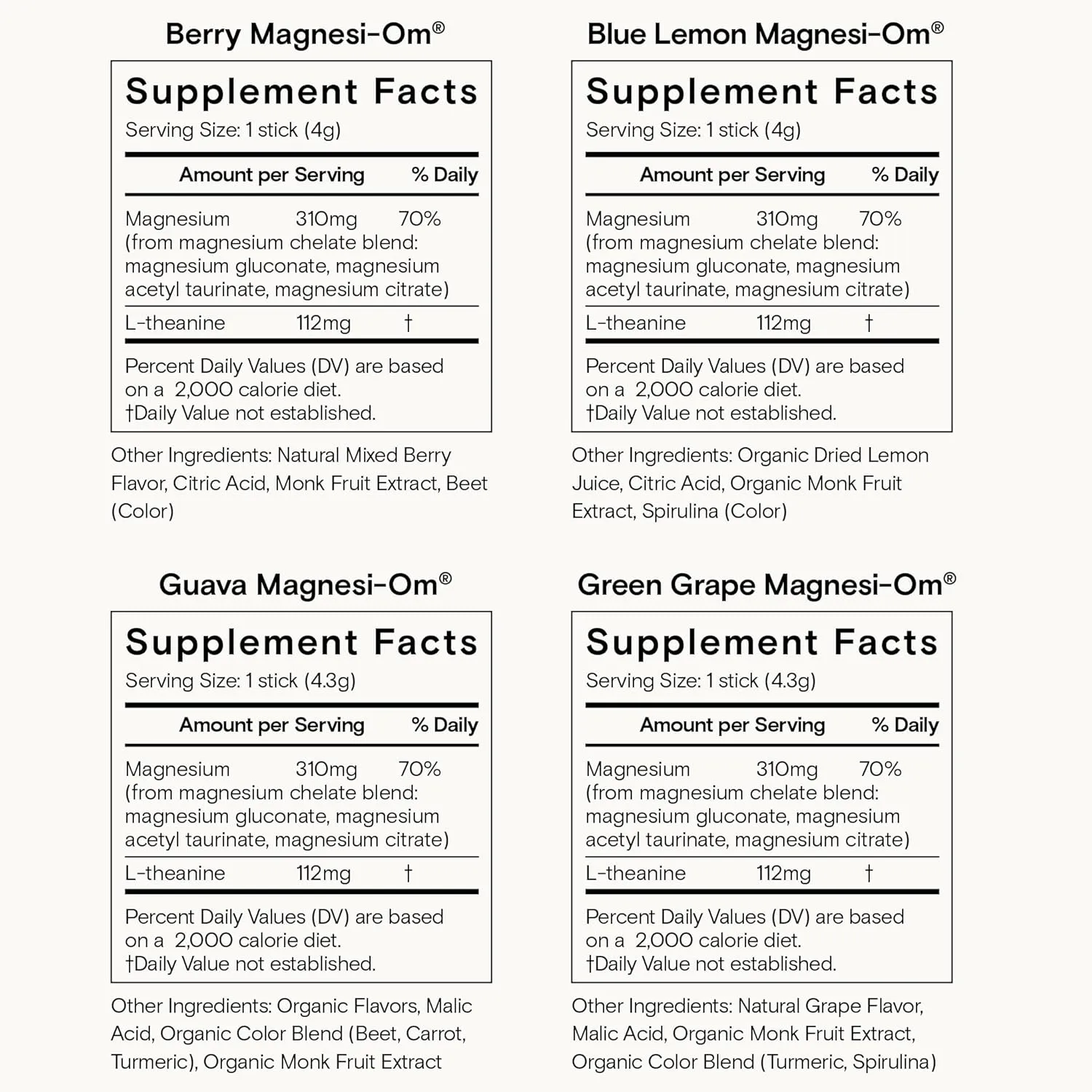 Moon Juice Tutti Frutti Magnesi-Om Variety Pack | Magnesium   L-Theanine | for Natural Calm   Regularity | Magnesium Citrate | Sugar Free | Guava, Green Grape, Blue Lemon, Berry | (24 Sticks)