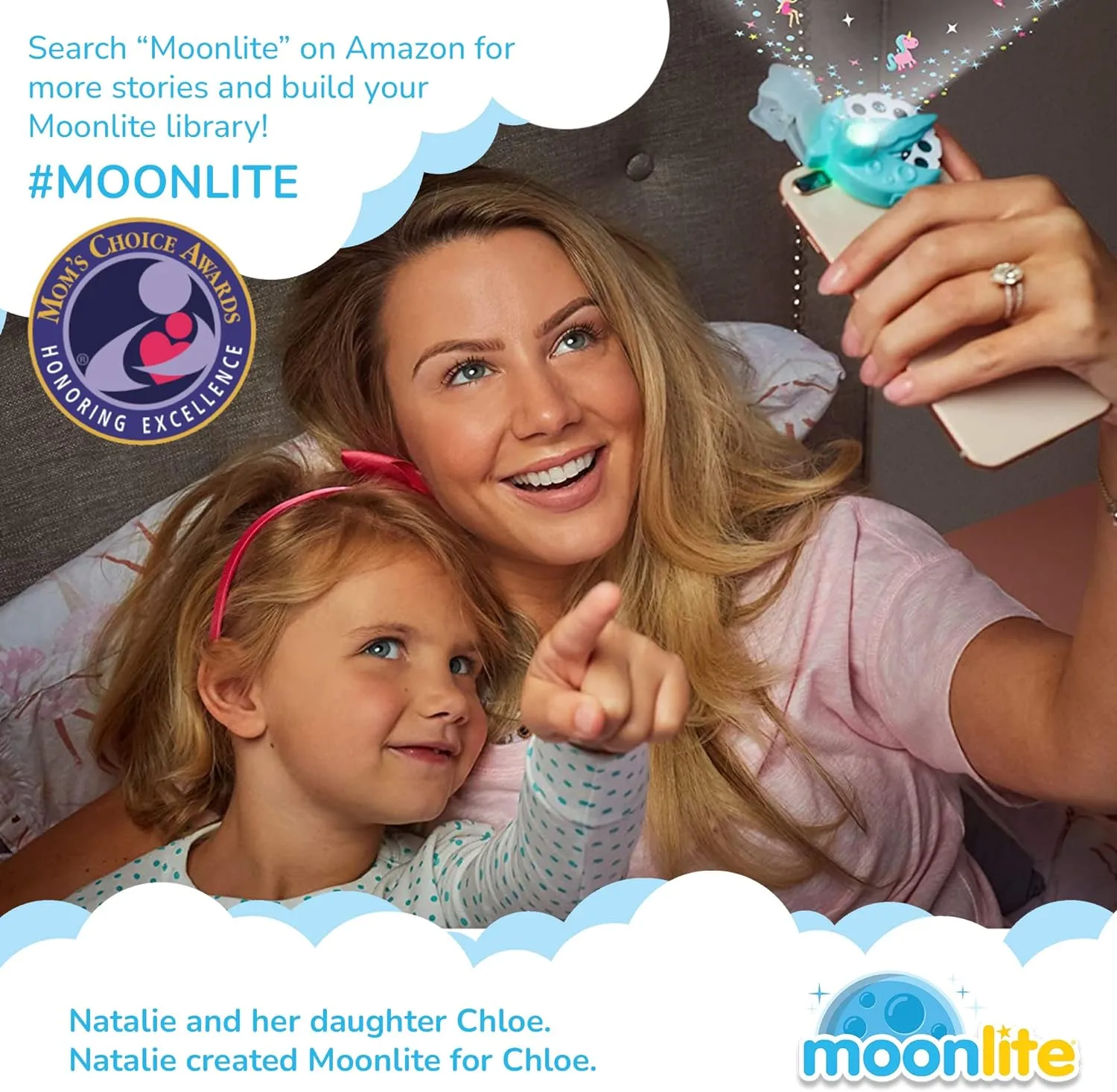 Moonlite Mini Projector with 4 Disney Princess Stories Edition - A New Way to Read Stories Together - 4 Digital Stories with Light Projector - Disney Princess Toys and Gifts for Kids Ages 1 and Up