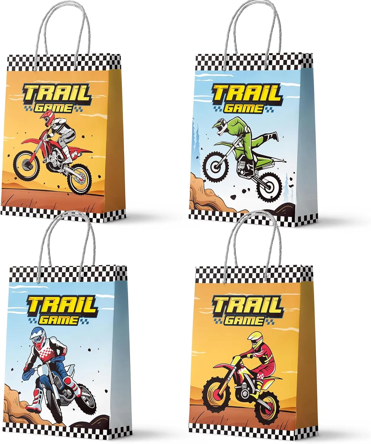 Motorcycle Party Gift Bags, 24 Pcs Dirt Bike Party Bags Set - Motocross Themed Party Favor Bags, Dirt Bike Party Gift Treat Bags & Dirt Bike Goodie Bags, for Dirt Bike Birthday Party Decorations