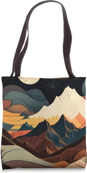 Mountain Boho Flower Floral Sunset Moon Night Western Chic Tote Bag