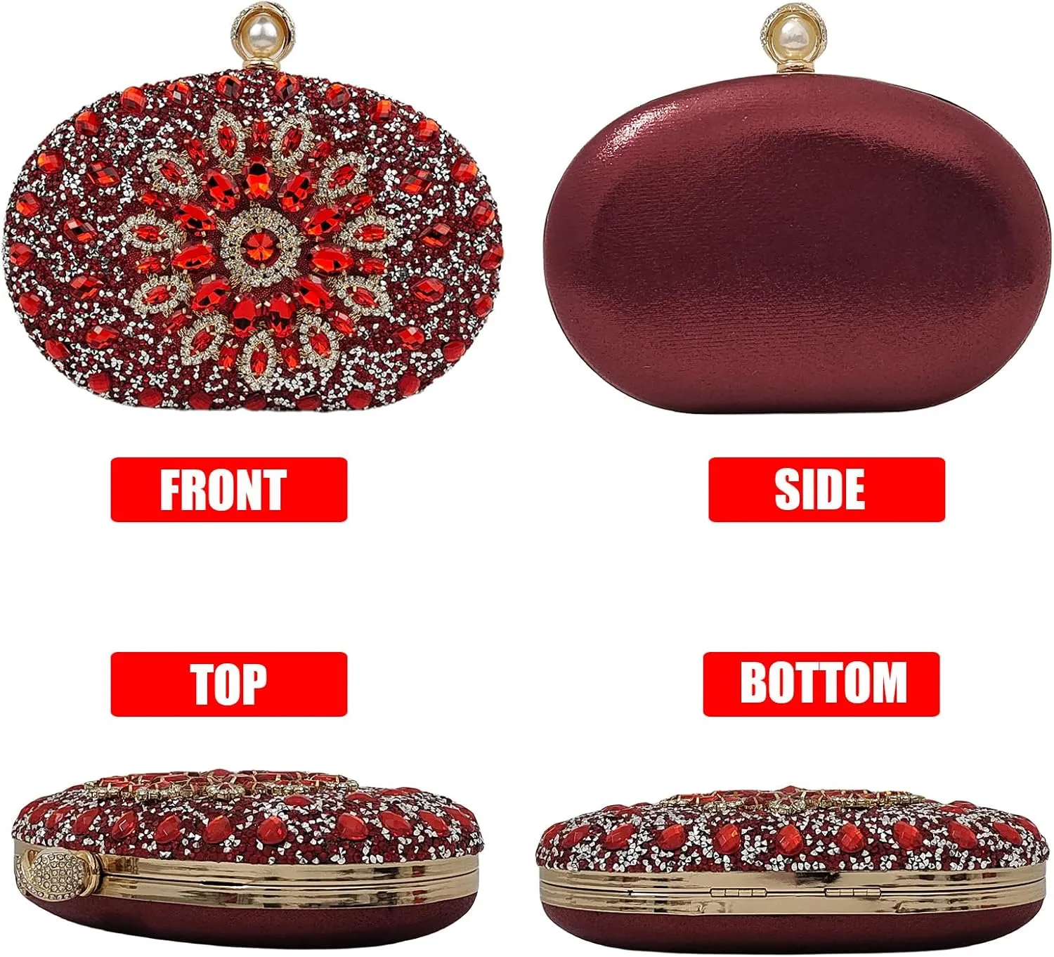 Multicolor Rhinestone Women Evening Clutch Purse Bridal Sparkly Diamond Bag Crystal Handbags Prom Wedding Cocktail Purse