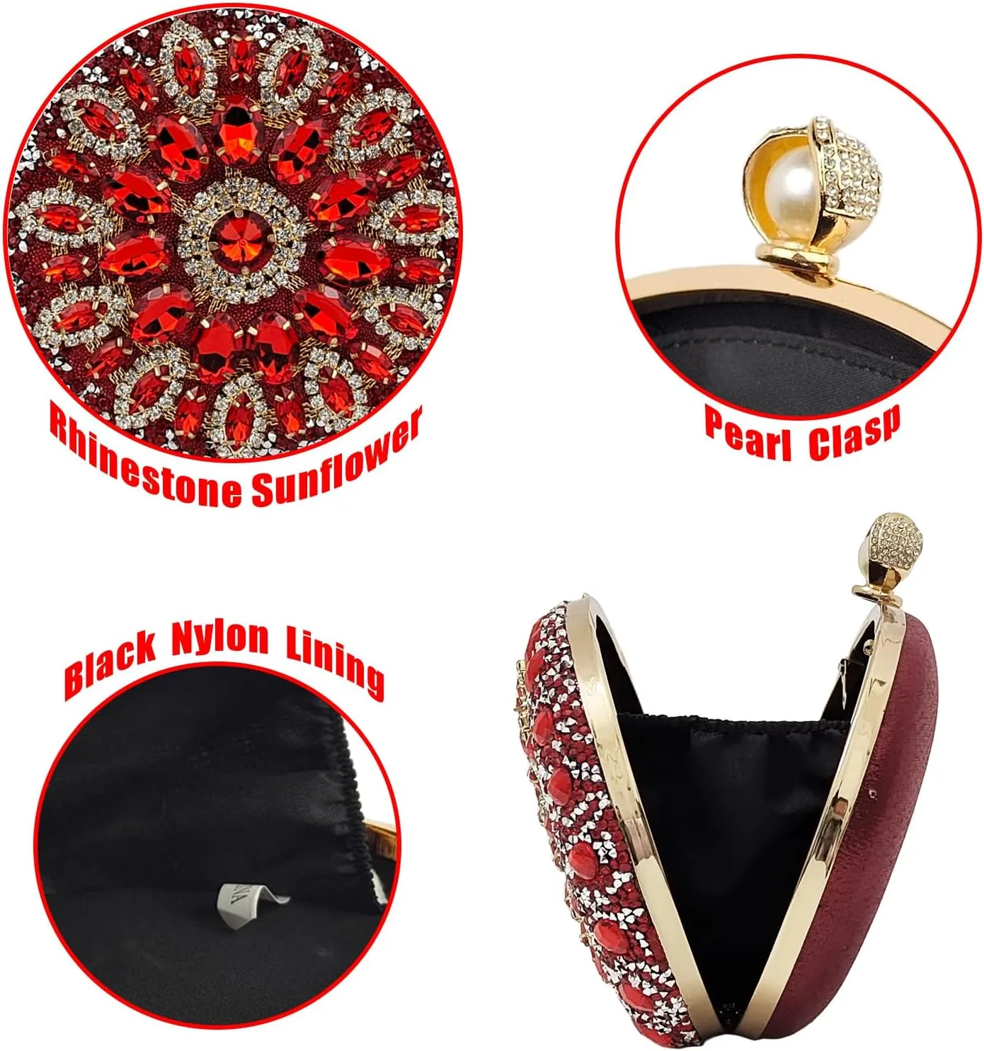 Multicolor Rhinestone Women Evening Clutch Purse Bridal Sparkly Diamond Bag Crystal Handbags Prom Wedding Cocktail Purse