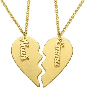 MYKA - Personalized Unisex Broken Heart Necklace with Dangling Name Charms - For Him, Men or Her, Woman - Custom Couples Jewelry For Valentine's Day, Anniversary, Love Day, Xmas, Christmas, Mother's Day