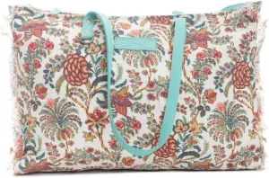 Myra Bag Western Leather Weekender Bag for Women - Upcycled Canvas Shoulder Handbag