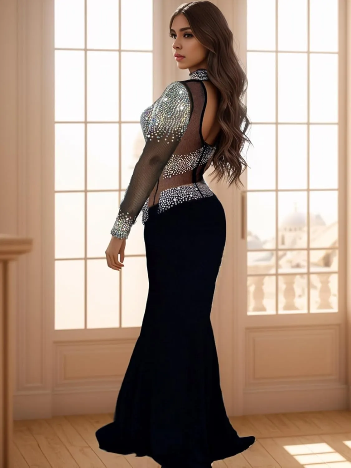 Nagfar Women Rhinestone and Sequin Birthday Party Sexy Club Night Out Holiday New Years Formal Dress