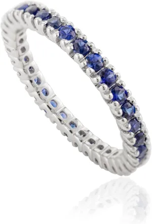 Natural Blue Sapphire Eternity Ring for Women in 18K White Gold, September Birthstone Jewellery Gift for Her, Birthday, Engagement, Wedding, Anniversary