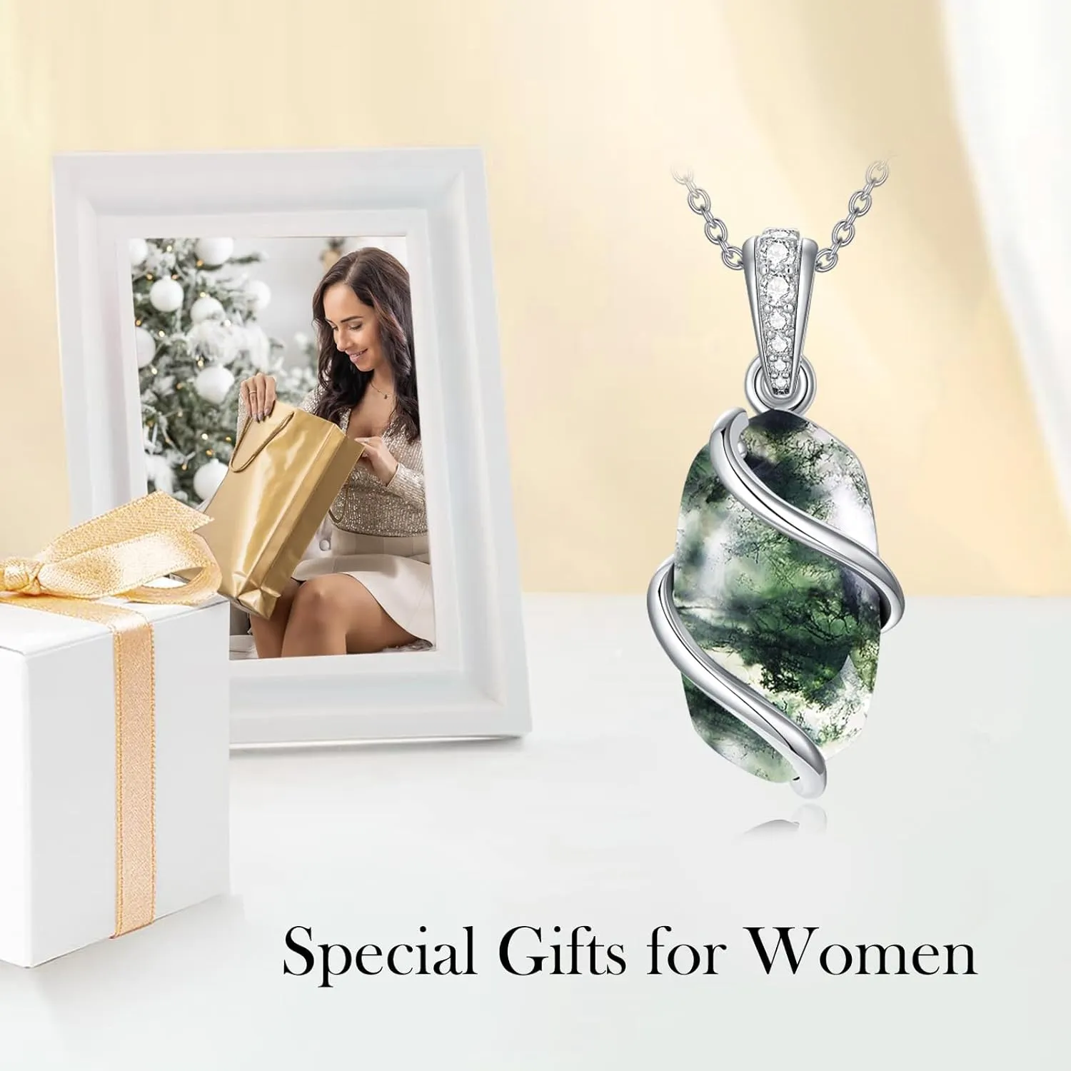 Necklace for Women 925 Sterling Silver Dainty Gemstone Pendant Fine Jewelry Mothers Day Birthday Gifts for Mom Her