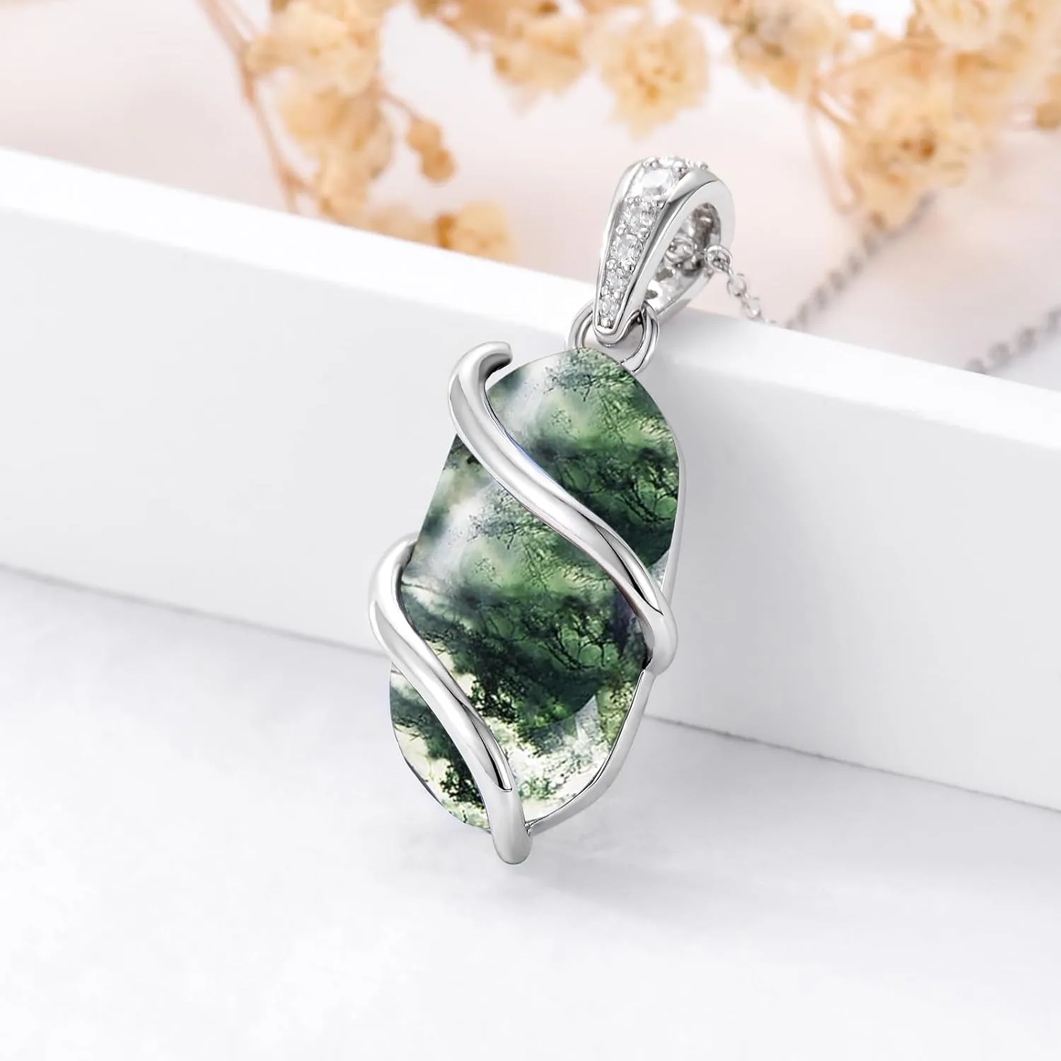 Necklace for Women 925 Sterling Silver Dainty Gemstone Pendant Fine Jewelry Mothers Day Birthday Gifts for Mom Her