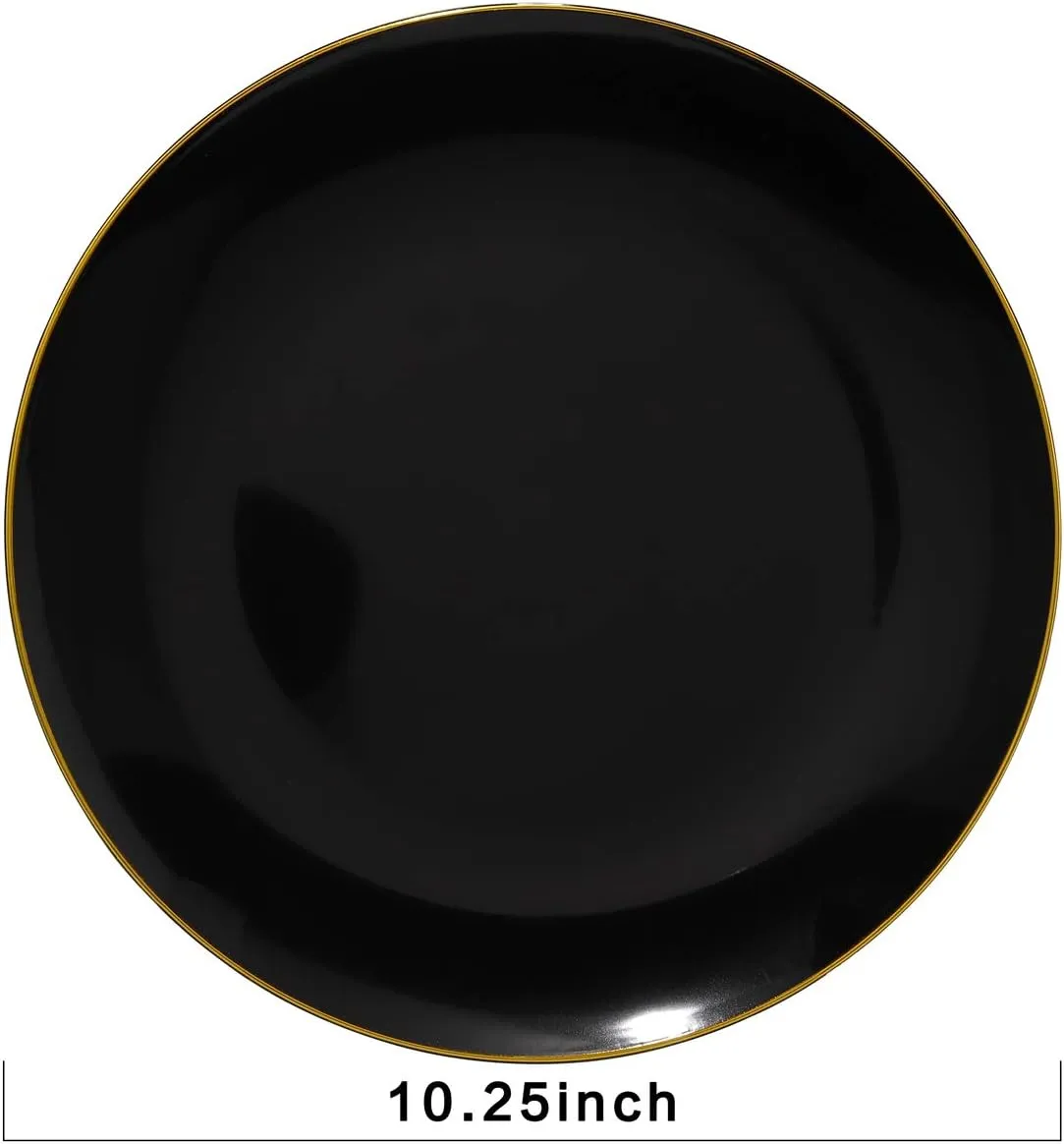 Nervure 100PCS Black and Gold Plastic Plates - 10.25 inch Black Disposable Plates - Gold Rim Dinner Plate - Black Dinner Plate Ideal for Wedding & Father's Day & New Year