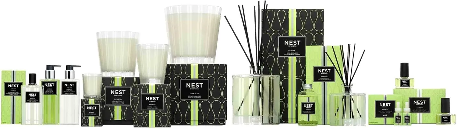 NEST New York Scented Classic Candle, Bamboo - 8.1 oz - Up to 60-Hour Burn Time - Reusable Glass Vessel