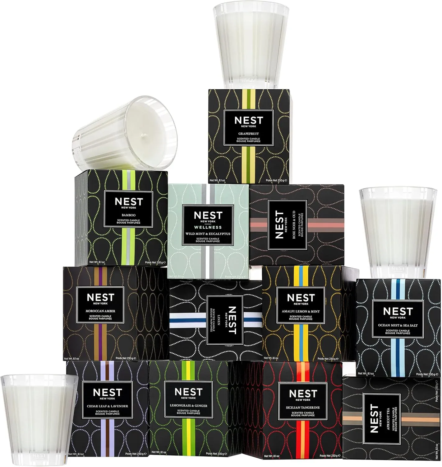 NEST New York Scented Classic Candle, Bamboo - 8.1 oz - Up to 60-Hour Burn Time - Reusable Glass Vessel