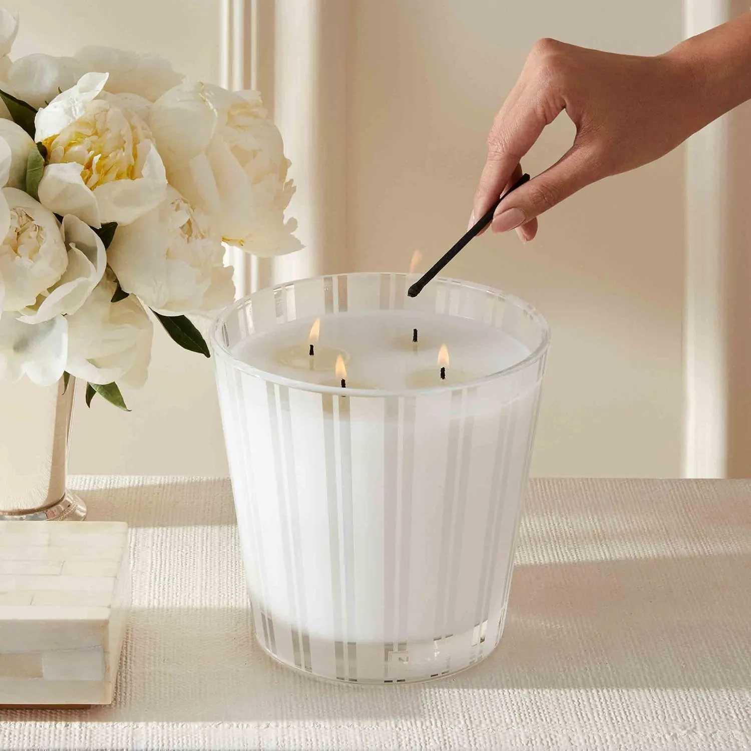 NEST New York Scented Luxury 4-Wick Candle, Bamboo - 43.7 oz - Up to 120-Hour Burn Time - Reusable Glass Vessel