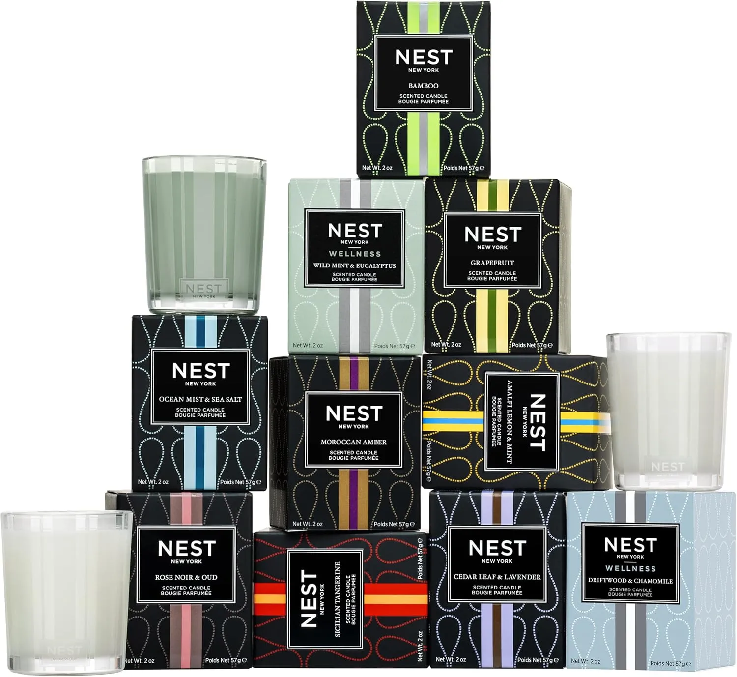 NEST New York Scented Votive Candle, Bamboo - 2 oz - Up to 28-Hour Burn Time - Reusable Glass Vessel
