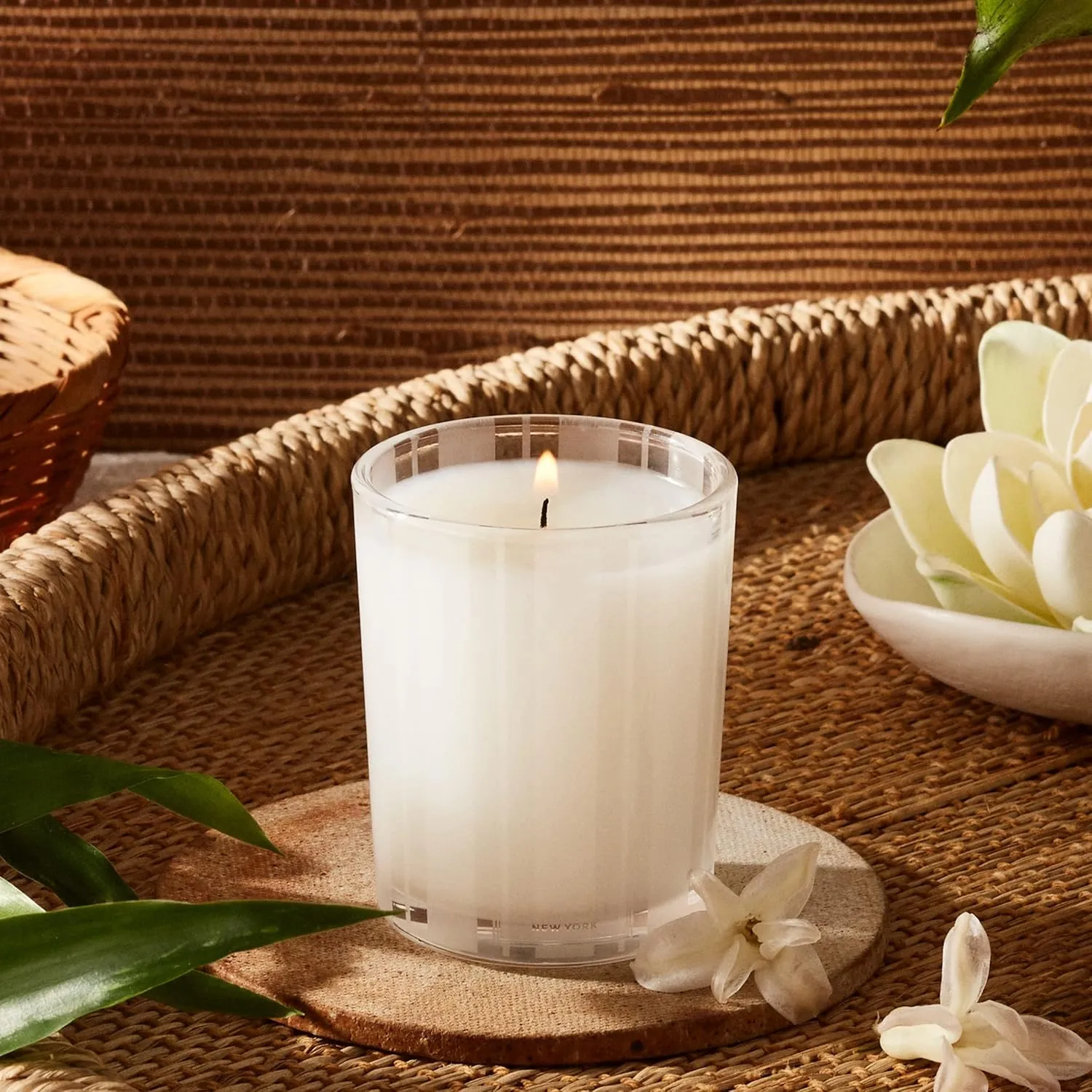 NEST New York Scented Votive Candle, Bamboo - 2 oz - Up to 28-Hour Burn Time - Reusable Glass Vessel