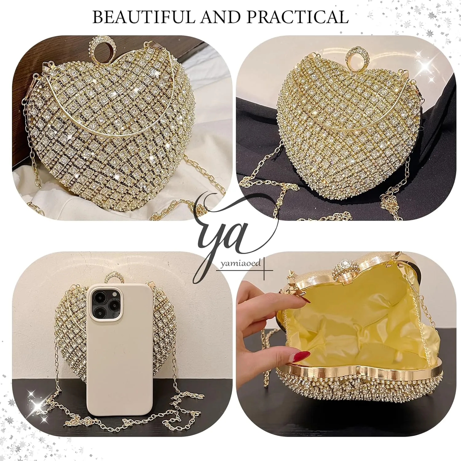 New Elegant Women's Clutch Bag with Sparkling Diamond Design - Perfect for Evening Parties and Special Occasions