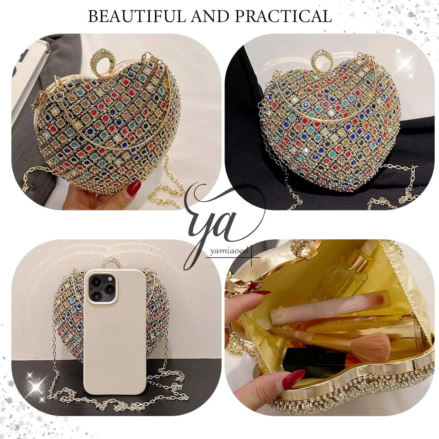 New Elegant Women's Clutch Bag with Sparkling Diamond Design - Perfect for Evening Parties and Special Occasions