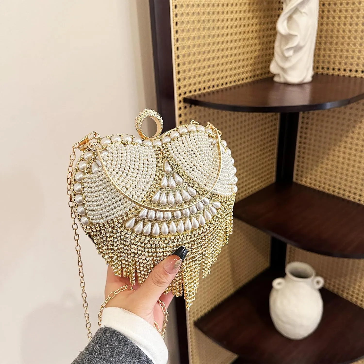 New Elegant Women's Clutch Bag with Sparkling Diamond Design - Perfect for Evening Parties and Special Occasions