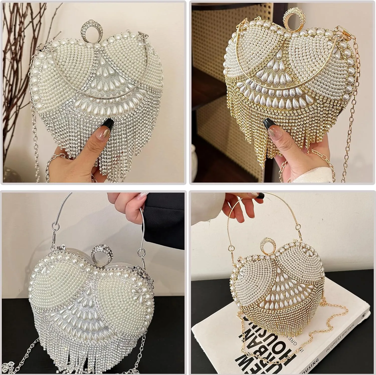 New Elegant Women's Clutch Bag with Sparkling Diamond Design - Perfect for Evening Parties and Special Occasions