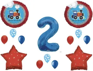 NEW! Two Two Train 2nd Birthday Party Balloons Decoration Supplies Second