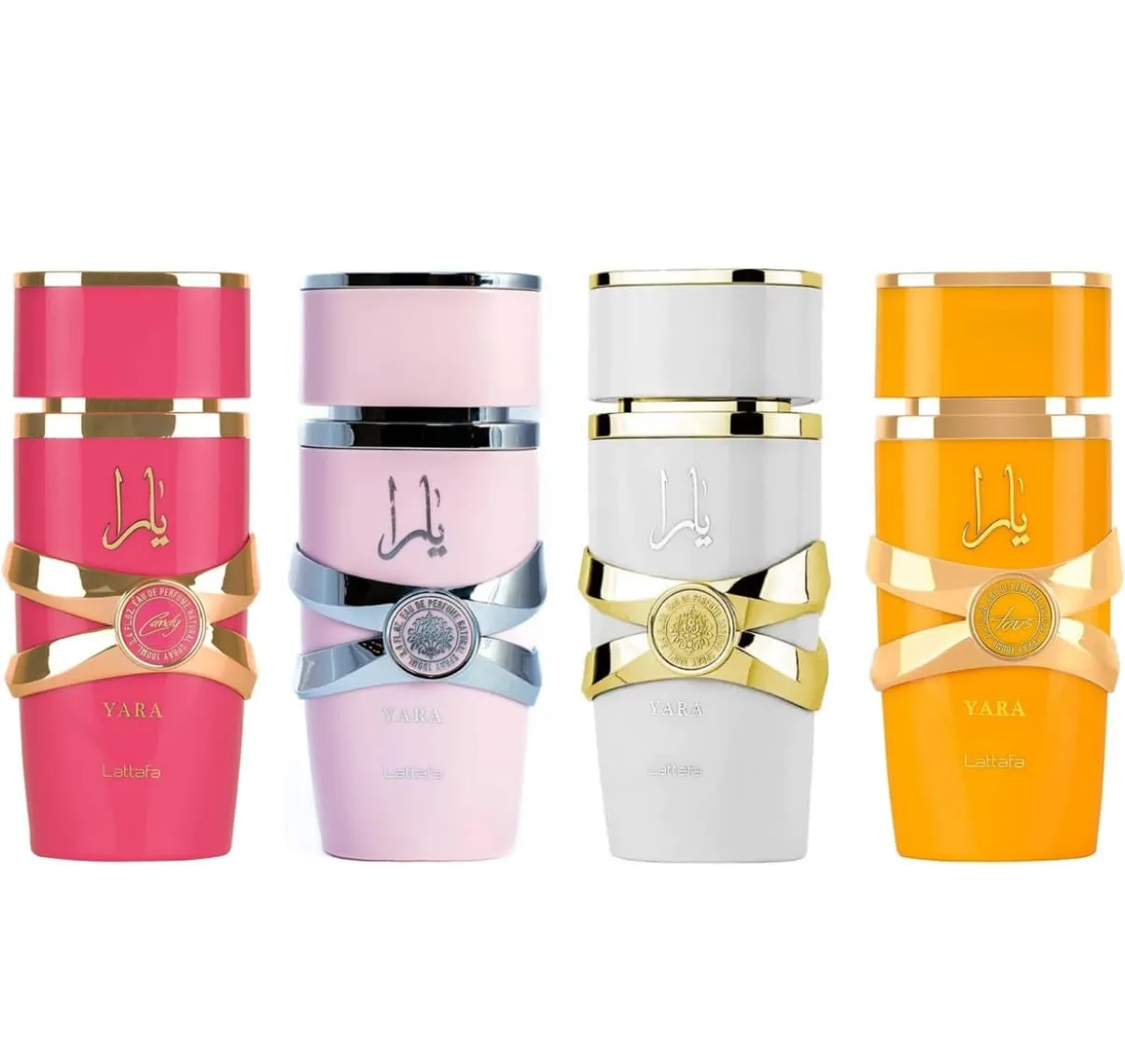 New Yara 4 Piece Set Eau De Parfum Spray for Women (Yara, Yara Moi, Yara Tous, Yara Candy - 3.4 Ounce Each)