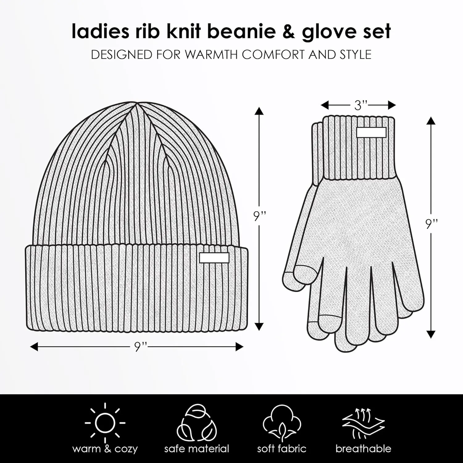 Nicole Miller New York womens Hat and Glove Set for Women Pack of 2 Winter Beanie Hats Soft & Warm Gloves Sets