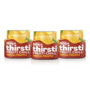 Ninja Thirsti Flavored Water Drops, FRUITI CHILL Tropical Pineapple, Bold Fruit Flavor, Sparkling or Still, Zero Calories, Zero Sugar, Makes 17, 12oz drinks, 3 Pack, WCFTRCCAM