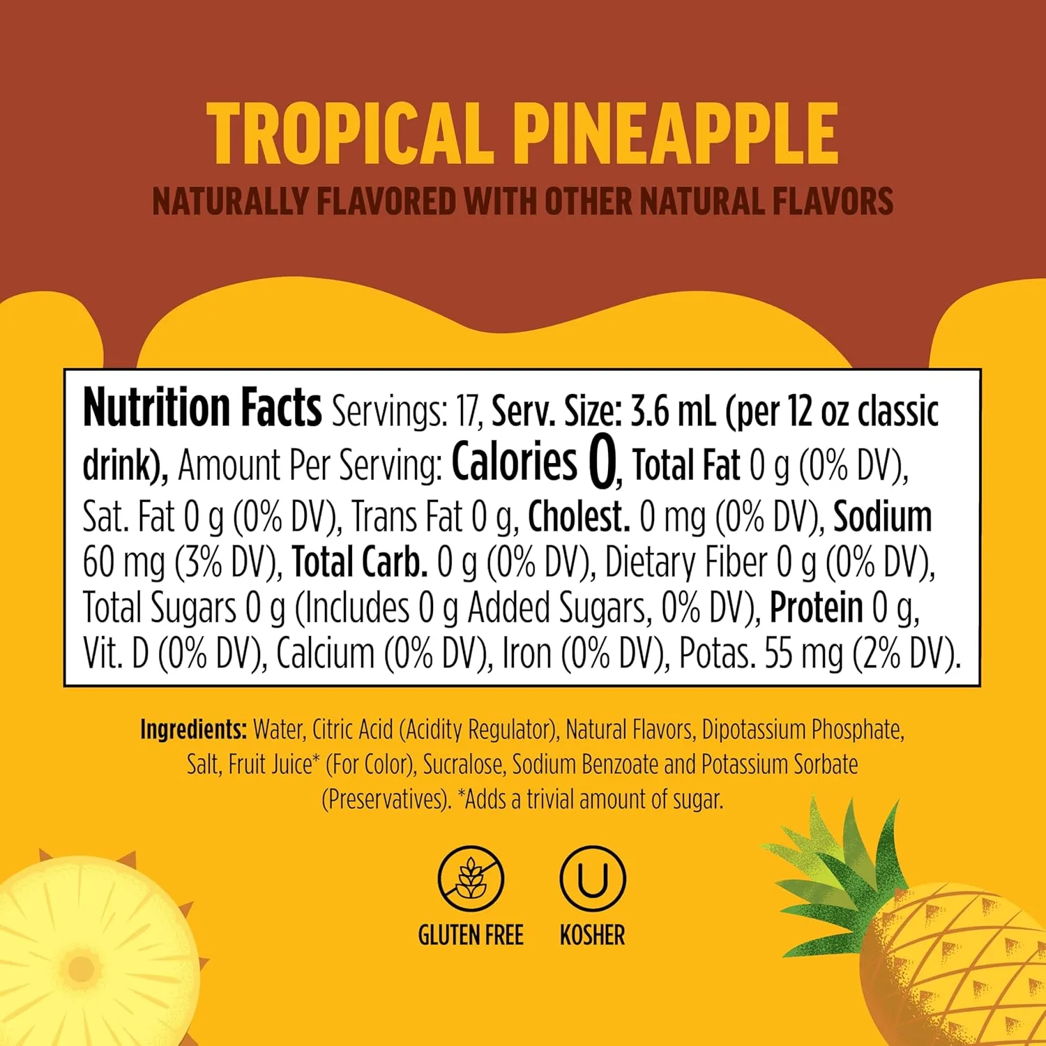 Ninja Thirsti Flavored Water Drops, FRUITI CHILL Tropical Pineapple, Bold Fruit Flavor, Sparkling or Still, Zero Calories, Zero Sugar, Makes 17, 12oz drinks, 3 Pack, WCFTRCCAM