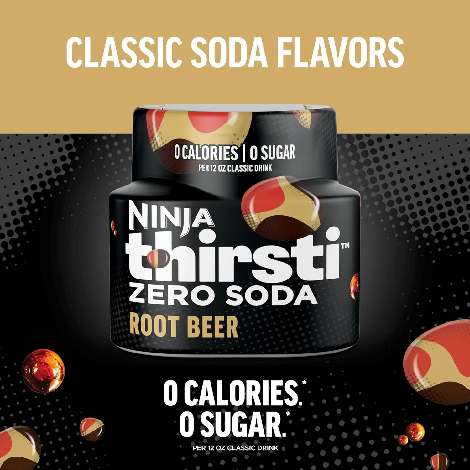 Ninja Thirsti Flavored Water Drops, ZERO SODA Root Beer, Classic Soda Flavors, Sparkling or Still, Zero Calories, Zero Sugar, Makes 17, 12oz drinks, 3 Pack, WCFRTBRAM