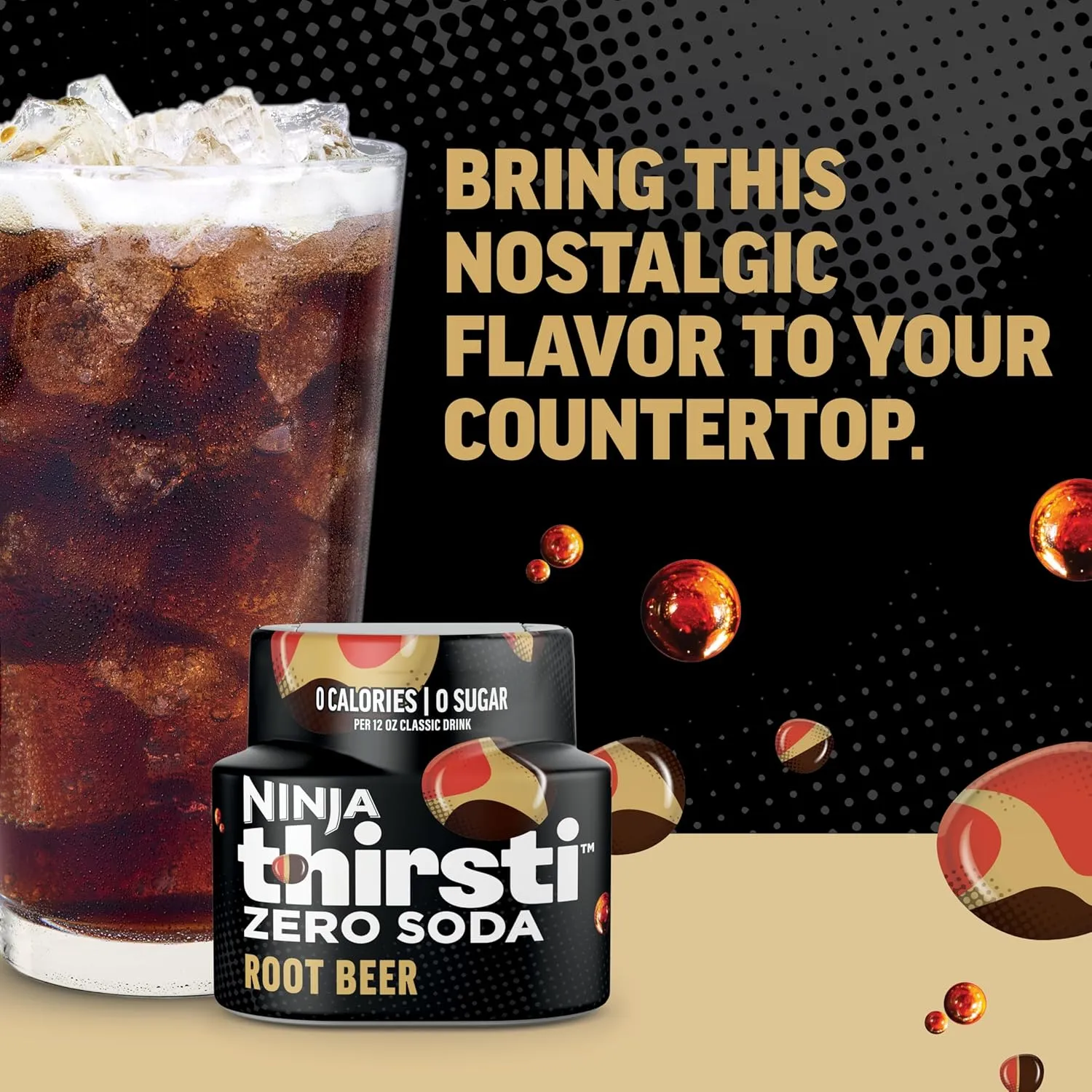 Ninja Thirsti Flavored Water Drops, ZERO SODA Root Beer, Classic Soda Flavors, Sparkling or Still, Zero Calories, Zero Sugar, Makes 17, 12oz drinks, 3 Pack, WCFRTBRAM