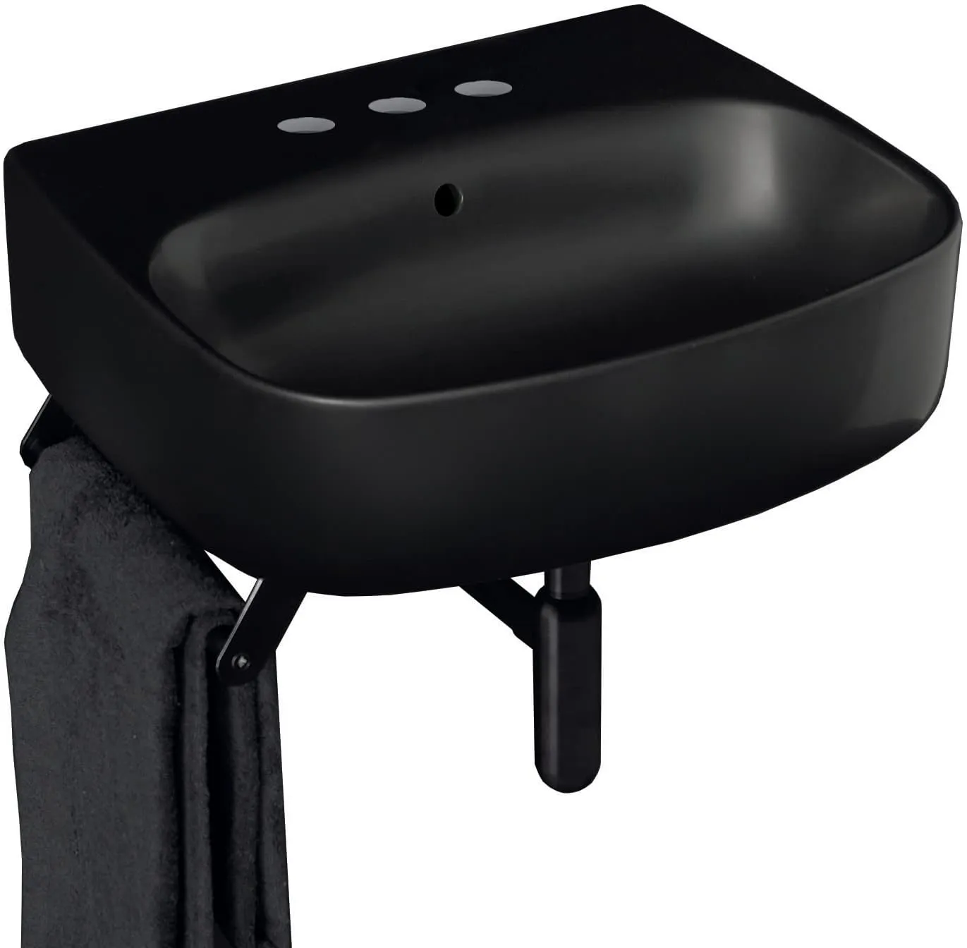 Nolita 5342.03 Nolita 27-5/8" Rectangular Ceramic Vessel or Wall Mounted Bathroom Sink with Overflow and 3 Faucet Holes at 8" Centers - Matte Black