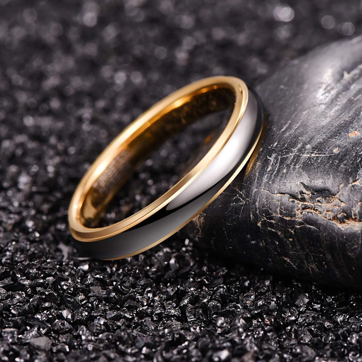 NUNCAD Tungsten Rings for Men Custom Engraved Ring Women 4mm/6mm/8mm Gold Silver Two-Tone Wedding Bands Step Edges Comfort Fit Size 5-12