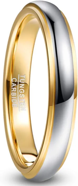 NUNCAD Tungsten Rings for Men Custom Engraved Ring Women 4mm/6mm/8mm Gold Silver Two-Tone Wedding Bands Step Edges Comfort Fit Size 5-12