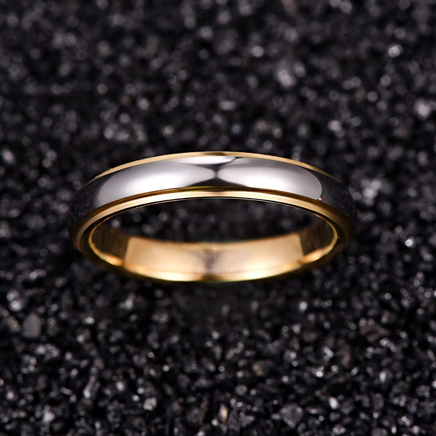 NUNCAD Tungsten Rings for Men Custom Engraved Ring Women 4mm/6mm/8mm Gold Silver Two-Tone Wedding Bands Step Edges Comfort Fit Size 5-12
