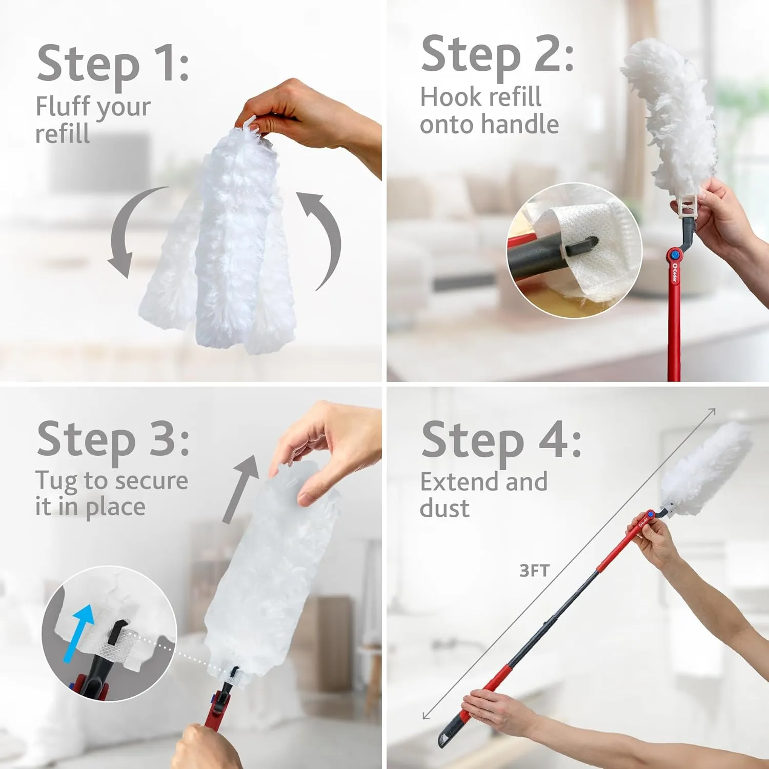 O-Cedar Flex & Catch Heavy Duty Dusting Refills (10 Count) | Disposable Duster Refill with Cleaning Fibers Made of 100% Recycled Materials | Traps 3X More Dust Than Traditional Feather Duster