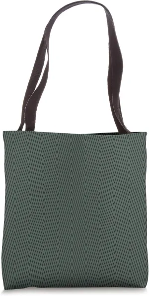 Obsidian Olive Green Zigzag Pattern Tote Bag