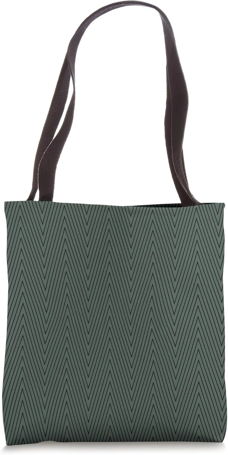 Obsidian Olive Green Zigzag Pattern Tote Bag