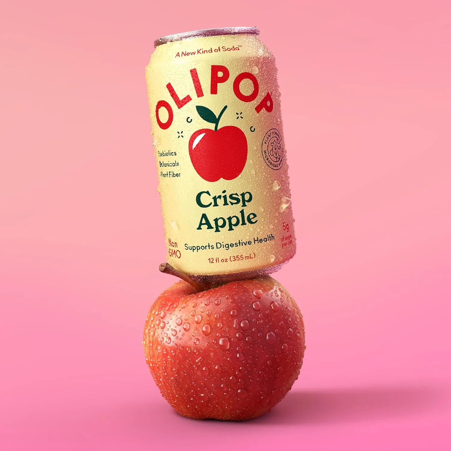 OLIPOP Prebiotic Soda Pop, Crisp Apple, A New Kind of Soda Packed with Prebiotics, Fiber, and Botanicals, Gluten Free, Vegan, GMO Free, 12oz (12-Cans)