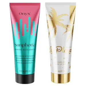 Onyx La Playa Tan & Sunphoria Tanning Accelerator - Bronzer-Free Tanning Lotion for Indoor & Outdoor, Illuminating Moisturizer & Body Highlighter, Extreme Hydration Blend for Moisturizing Skin