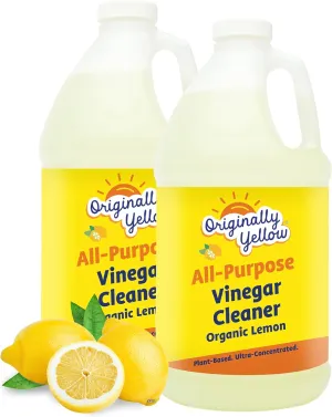 Originally Yellow All-Purpose Cleaning Vinegar for Home Floor Solution with Distilled Vinegar | Infused with Organic Lemon | Plant-Based House Cleaning Supplies, 64 Fl Oz (2-Pack)